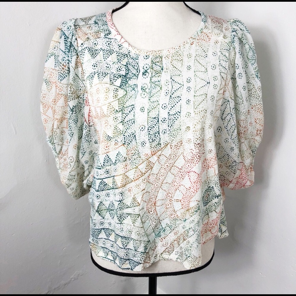 Anthro Eri & Ali Briony Balloon Sleeve shirt size xs
